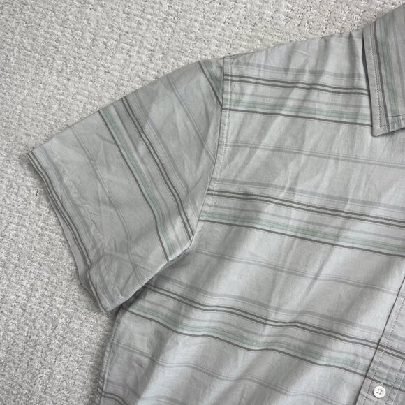 O'Neill Button Up Shirt Off-White / Grey w/Blue Striped Short Sleeve Surf Men XL - Picture 3 of 15